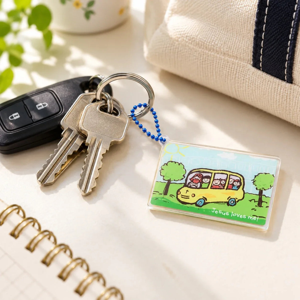 Jesus Loves Me transport card acrylic keychain with keys
