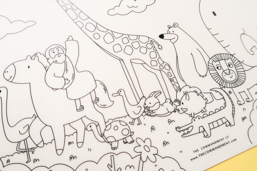 Faith-filled fun: Christian coloring mats for young hearts.