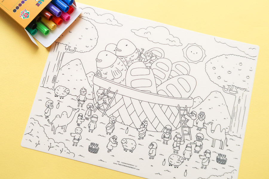 Let your child's creativity soar with this enchanting Christian coloring mat.