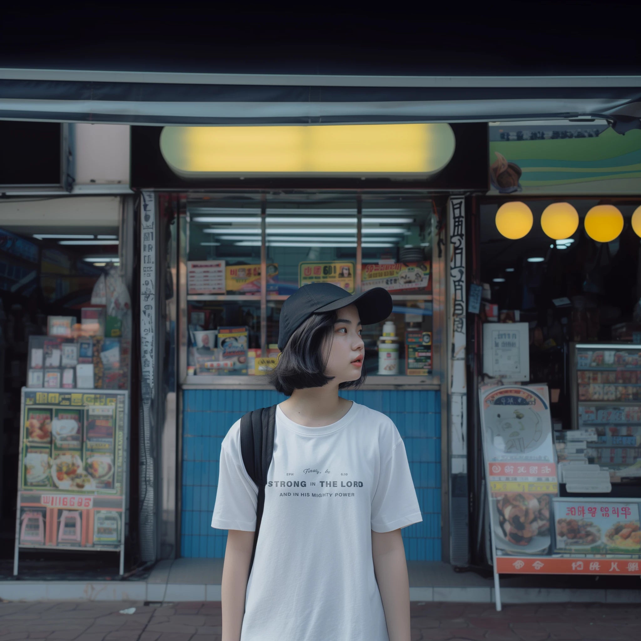 Inspirational Christian Tee: 'Strong in the Lord' with modern typography, a stylish faith expression.