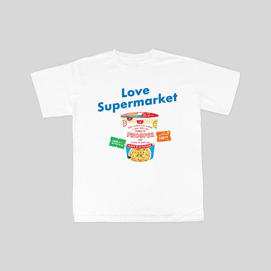Christian-inspired tee with adorable daily grocery illustrations
