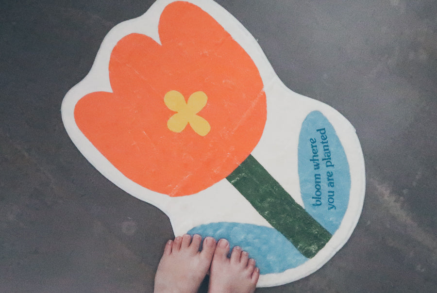 Kawaii floral design door mat for housewarming