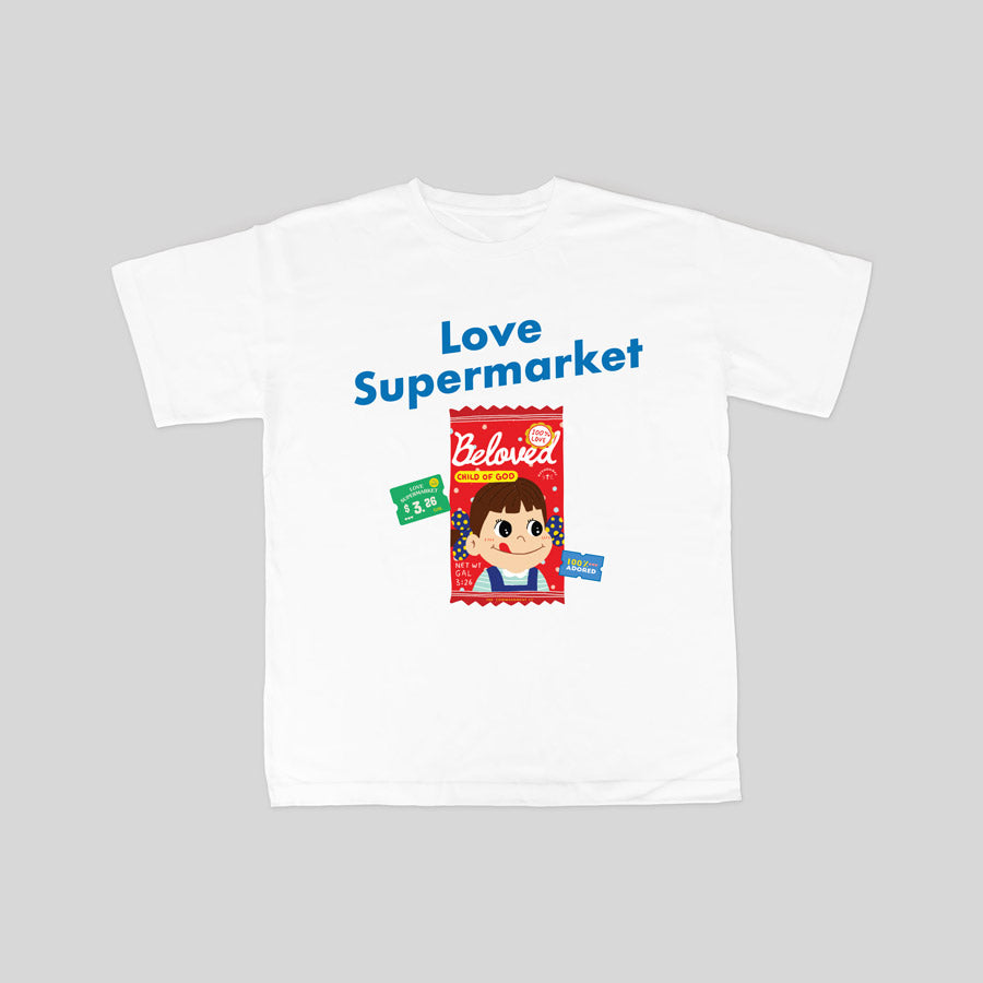 Christian-themed shirt creatively designed with daily grocery items