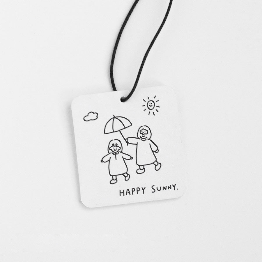 Happy Day Christian car and room scent tag with illustrated faith-inspired design.
