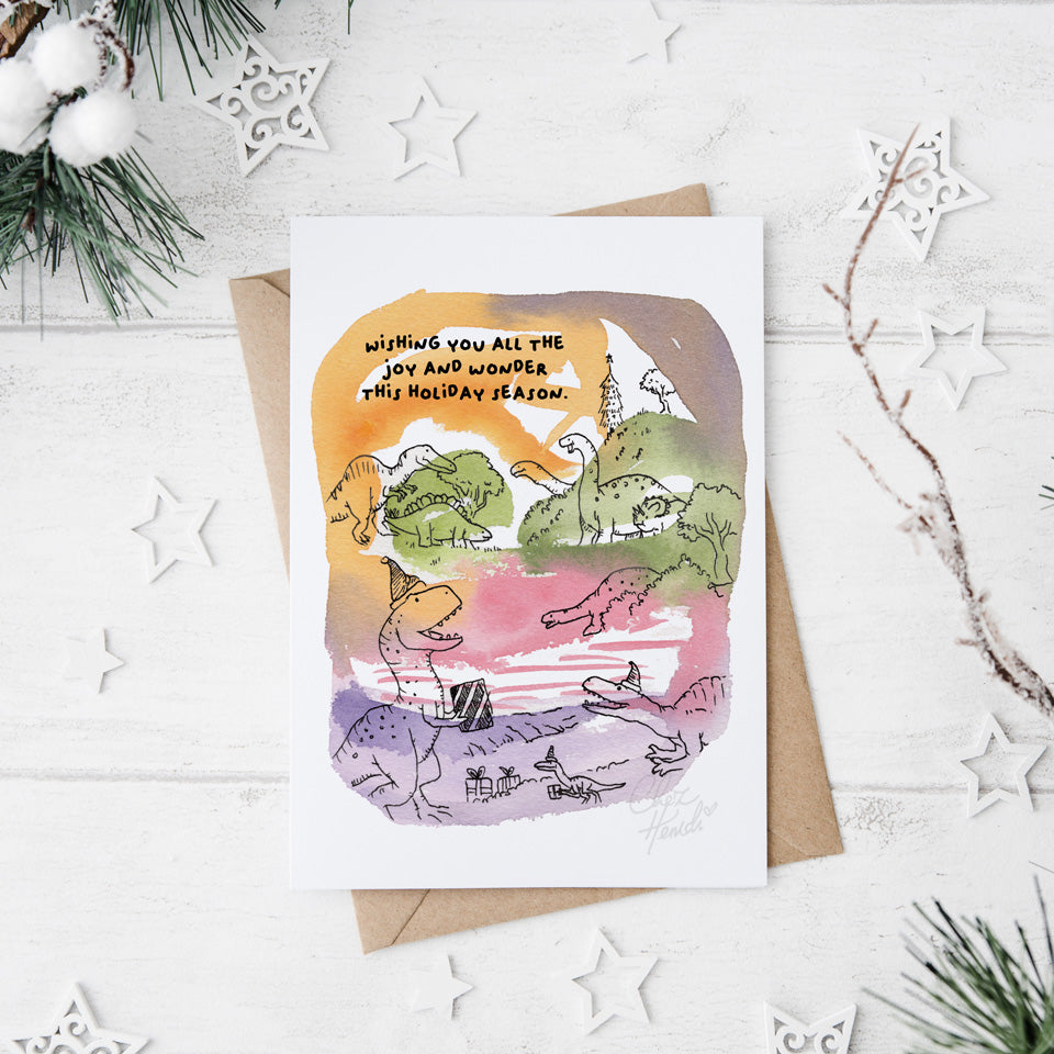 Dinosaur delight: Christian joy and wonder on a cute card