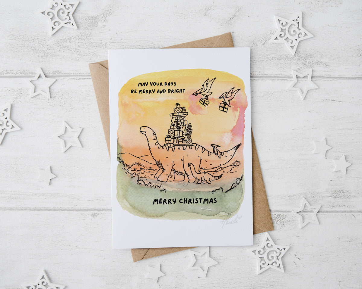 merry mery christmas Dino friend brings blessings in Christian style