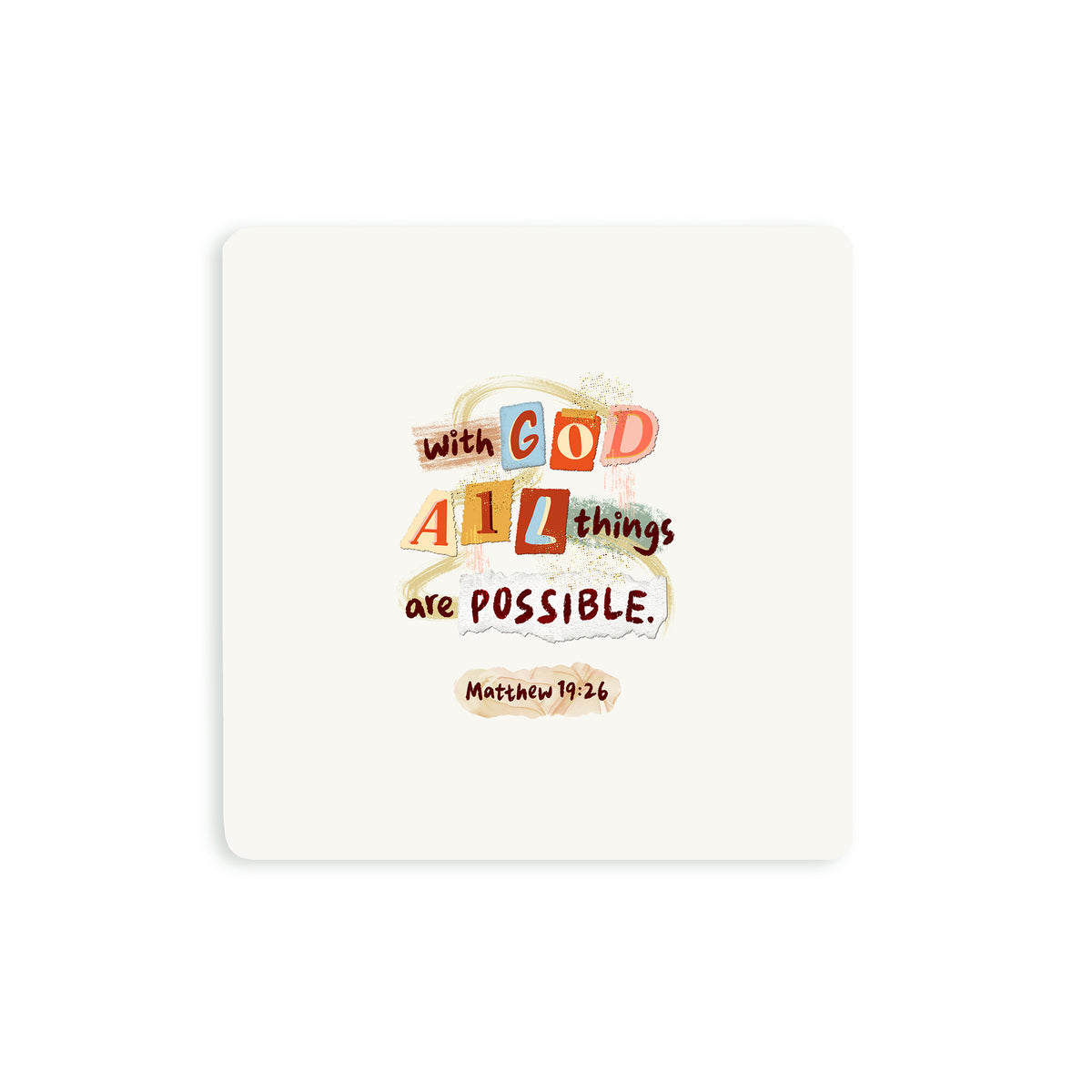 All Things Are Possible Christian wooden coaster by Void To Light.