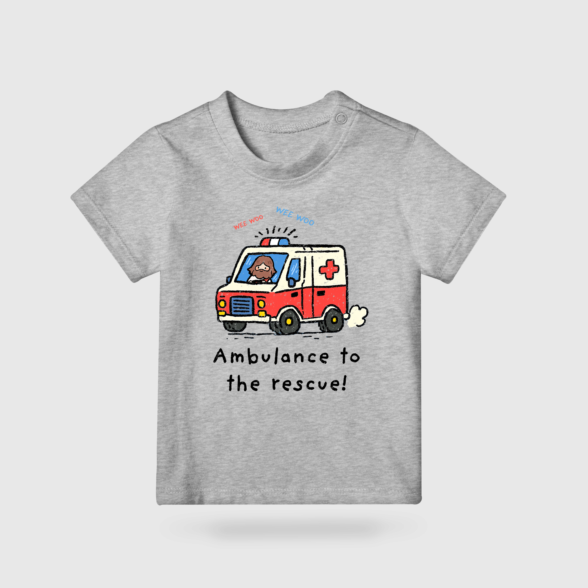 Green Ambulance to the Rescue Paramedic Jesus kids T-shirt