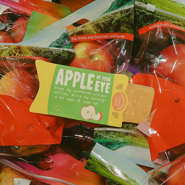 Apple-inspired Christian greeting card featuring the Apple of Your Pie faith design.