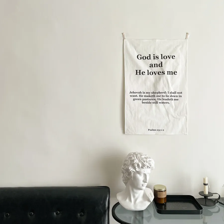 Faith-based wall decor used for home, office, or camping decoration
