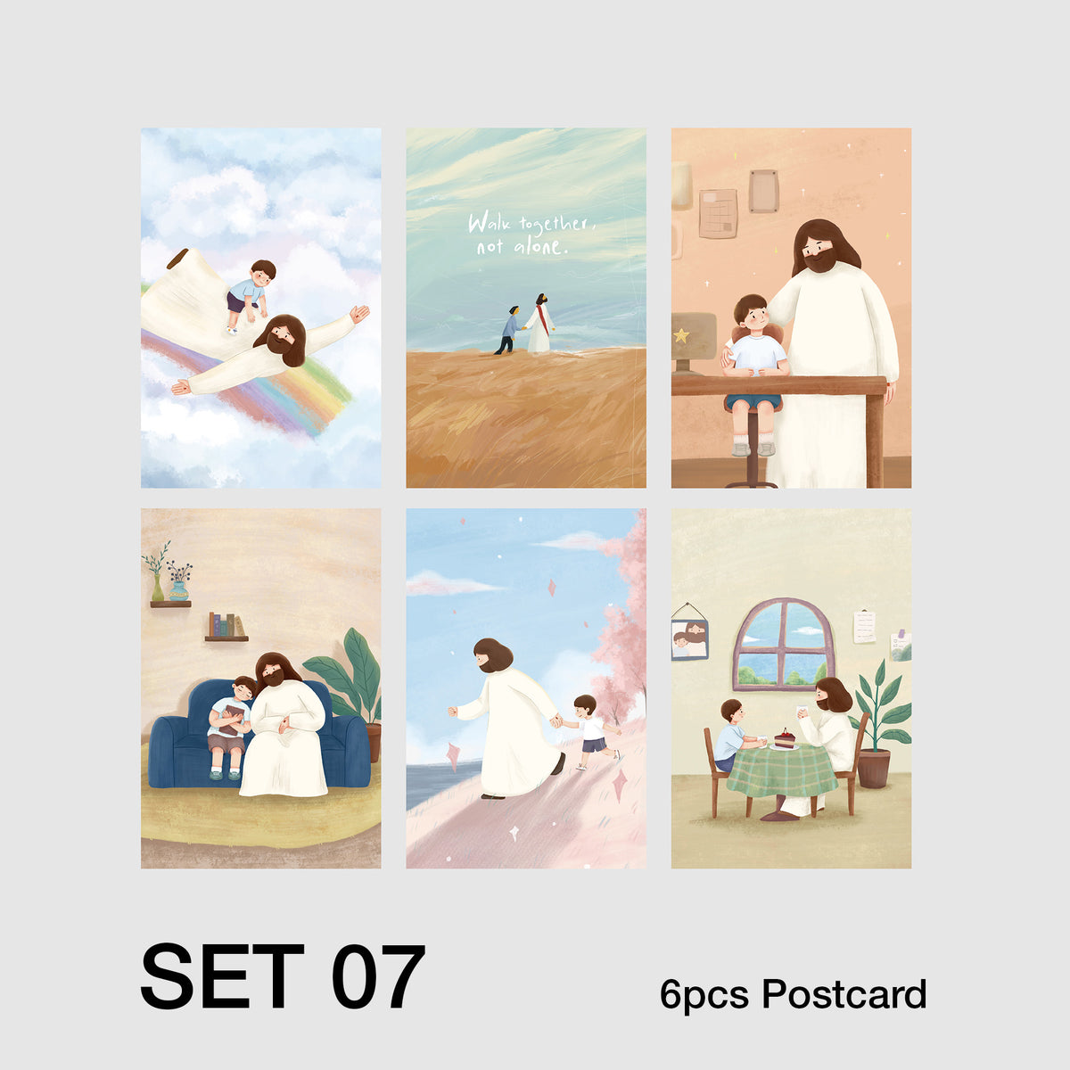 What a Friend We Have in Jesus Collection 7 Christian card set featuring six colourful faith-inspired cards.