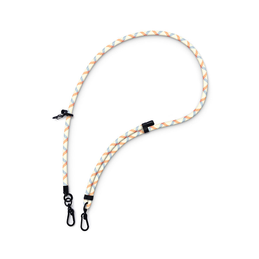 Colorful nylon rope strap with clips, ideal for attaching to bags, keys, and outdoor gear for added convenience and style.