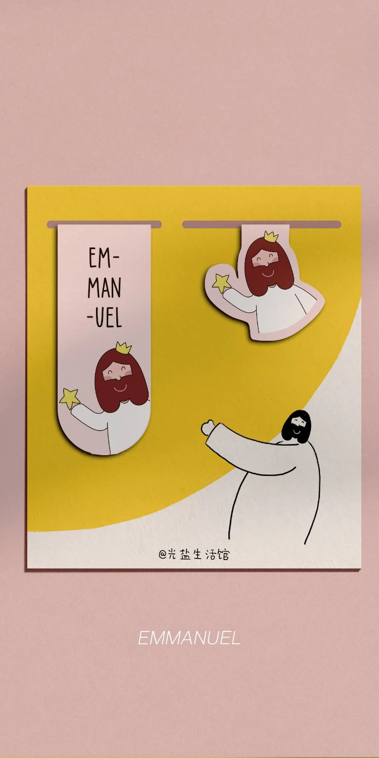Emmanuel Christian magnetic bookmark with faith-inspired design.