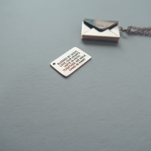 J&Co Foundry Envelope Locket necklace product detail.