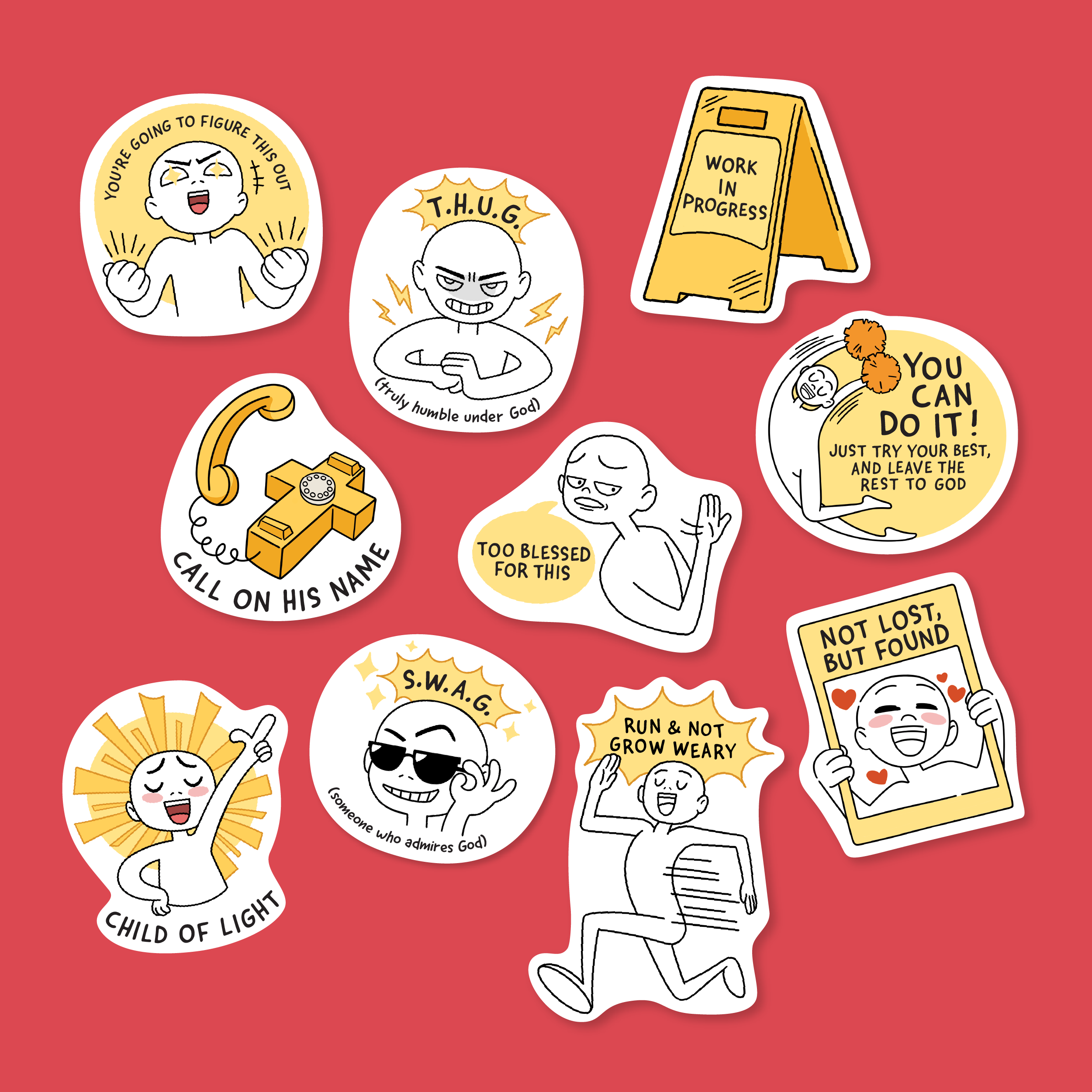 Everyday Believer sticker pack Vol. 03 "Highkey Blessed" with Christian messages like "SWAG" and "Not Lost, But Found," from The Commandment Co, Singapore.