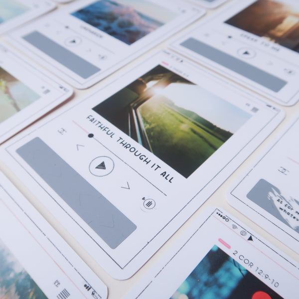 Front view of Music Album v1 scratch card with faith-inspired design