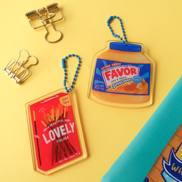 Love Supermarket Christian acrylic keychain collection.