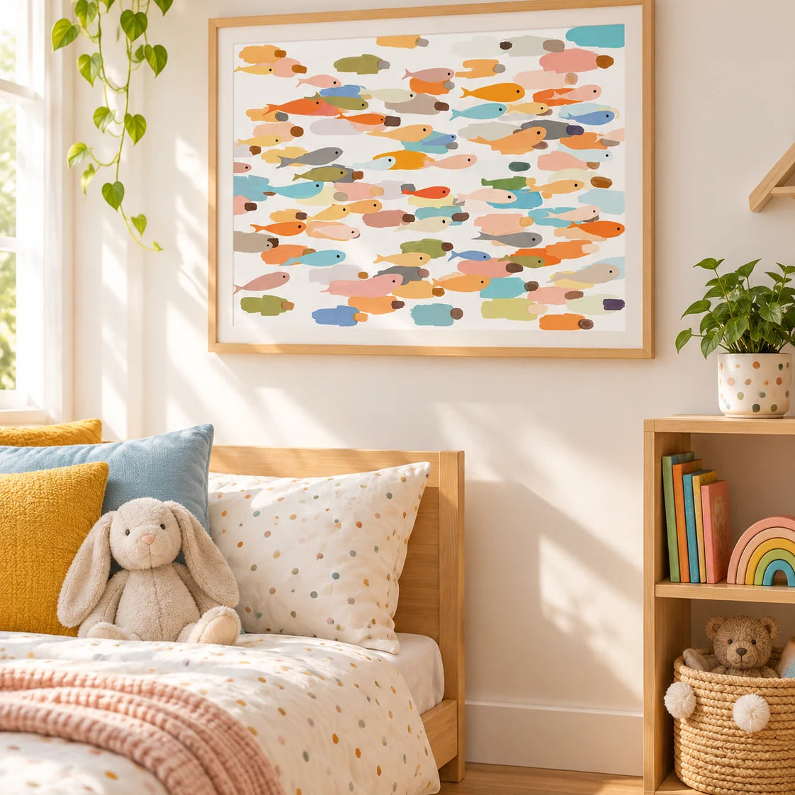 Fishers of Men Christian poster framed in a child's bedroom
