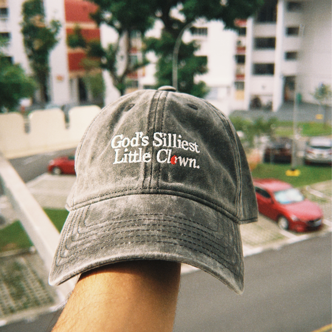God’s Silliest Little Clown adjustable cotton cap by Quite at Home, alternate view.