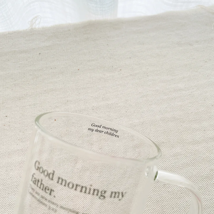 Christian devotional mug featuring faithfulness scripture and warm morning greeting