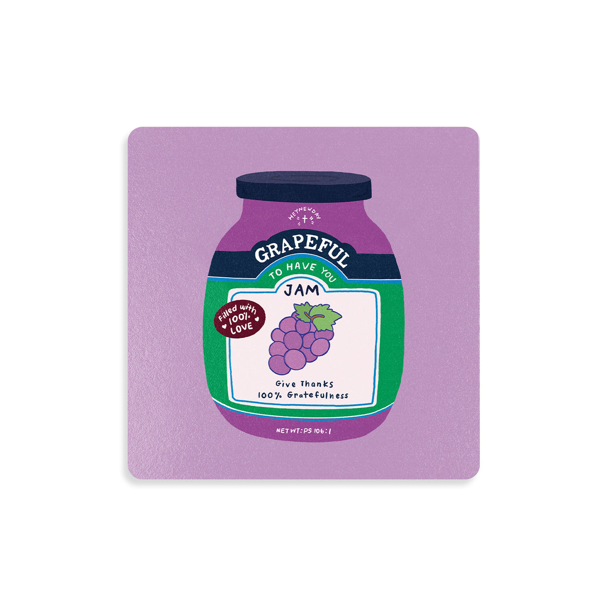 Grapeful Jam Christian wooden coaster inspired by Psalm 106:1.