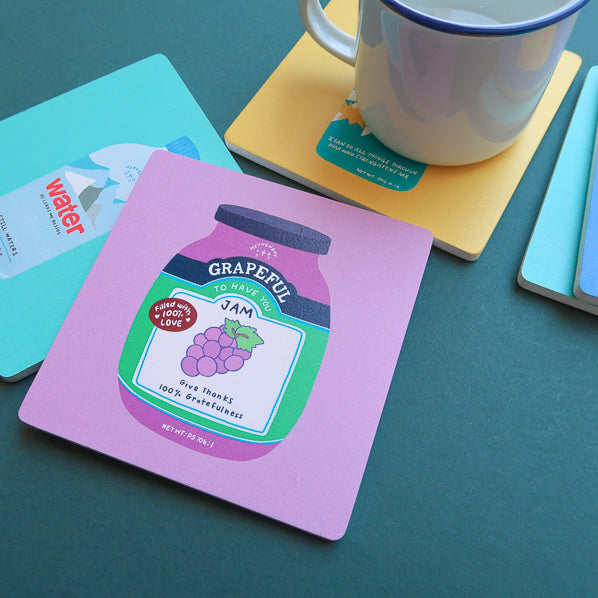 Hand-drawn faith-inspired Christian coaster set from Love Supermarket.