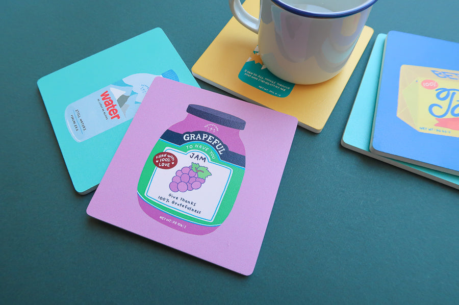 Hand-drawn faith-inspired Christian coaster set from Love Supermarket.