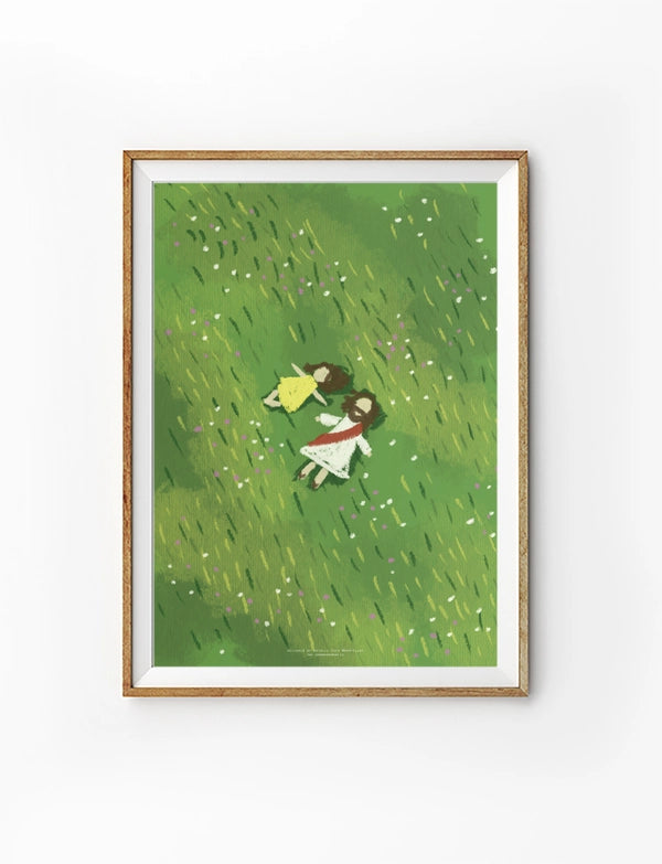 Green Pastures Christian poster by nartellac showing two figures resting in a lush green meadow