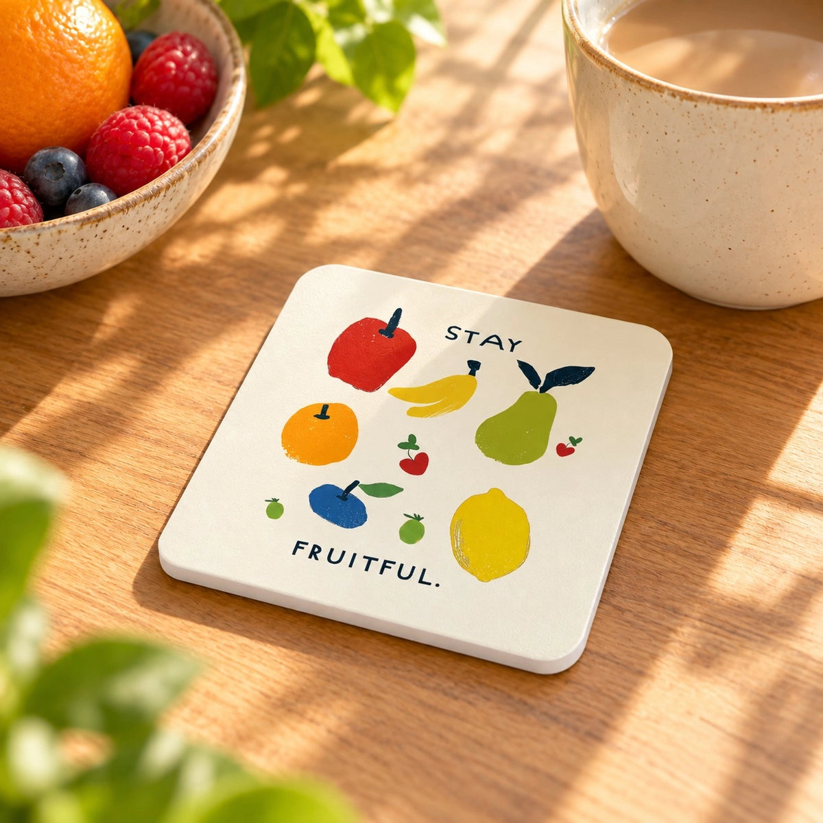 Grow with Grace floral door mat placed by a wooden doorway in a bright sunlit home interior.
