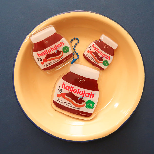 Hallelujah Chocolate Spread Christian acrylic keychain from the LOVE SUPERMARKET series.