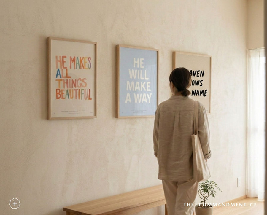 He Will Make a Way poster displayed with complementary Christian wall art