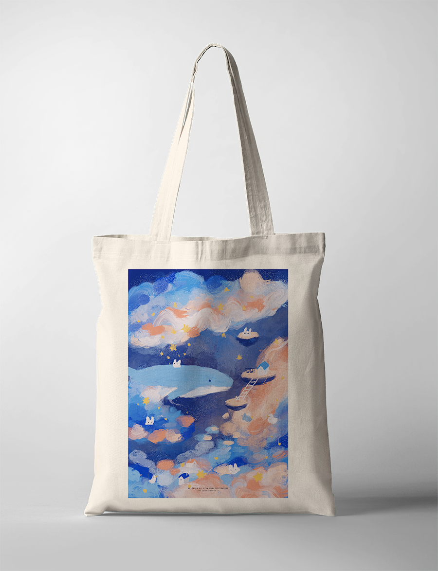 How Vast and Deep Is Your Love tote bag featuring a dreamy ocean scene with a whale, Christian inspirational accessory from The Commandment Co, Singapore