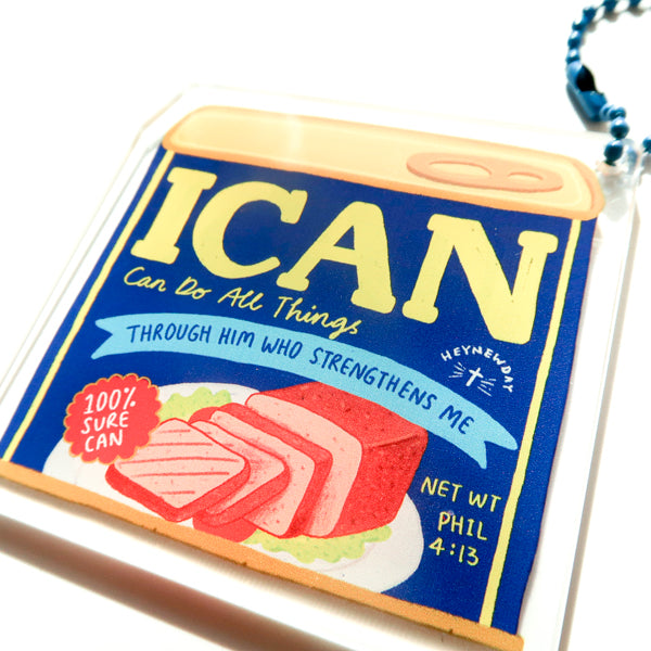 I Can Luncheon Meat Christian-inspired acrylic keychain product view.