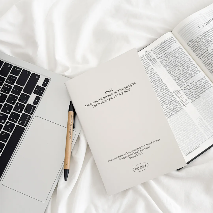 Jeremiah 31:3 faith notebook with lined pages, perfect for prayer notes and daily reflections