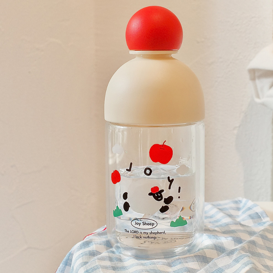Faith-inspired Joy Sheep Glass Bottle with vibrant design