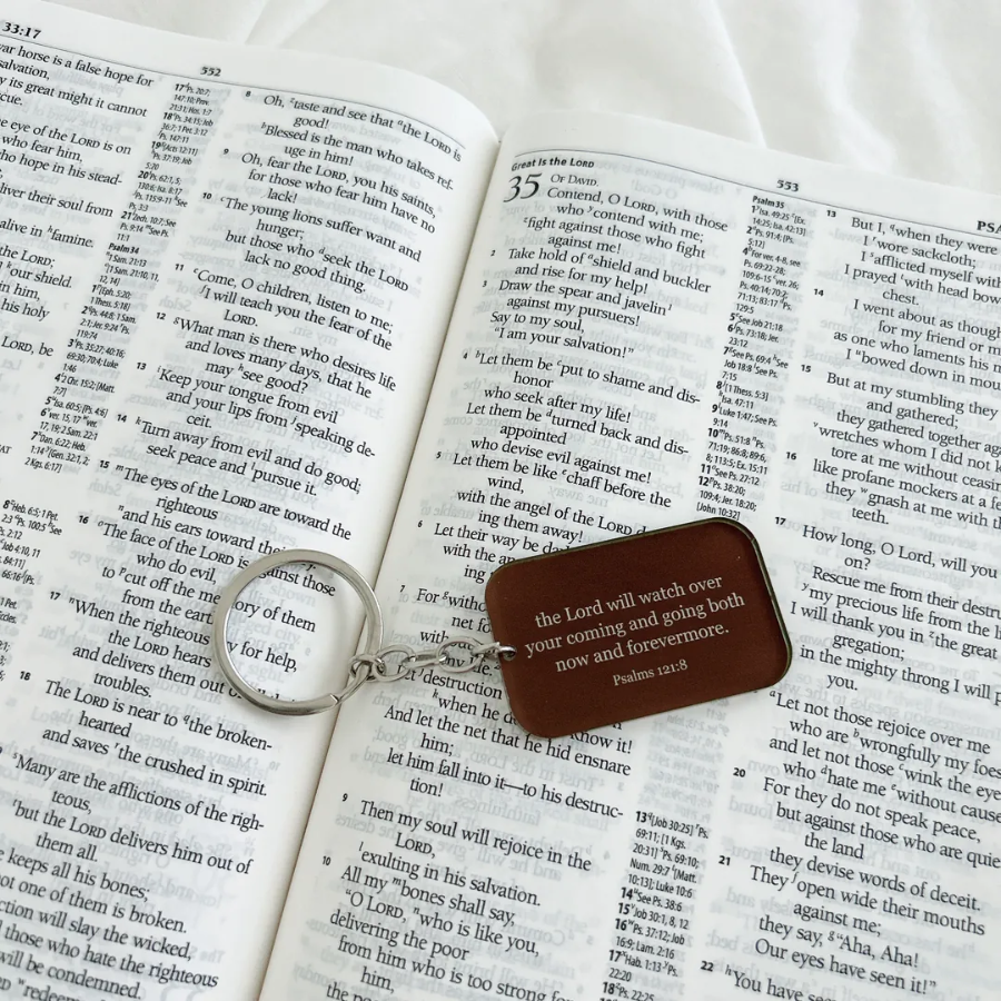 gift keychain with God’s promise of protection, packaged with a verse card