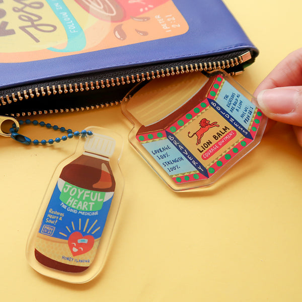 Love Supermarket Christian acrylic keychain collection.