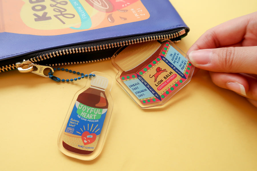 Love Supermarket Christian acrylic keychain collection.