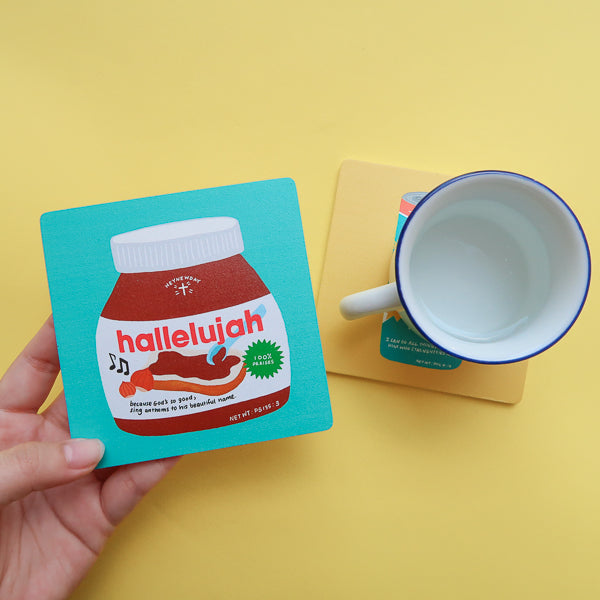 LOVE SUPERMARKET Christian coaster collection with faith-inspired designs
