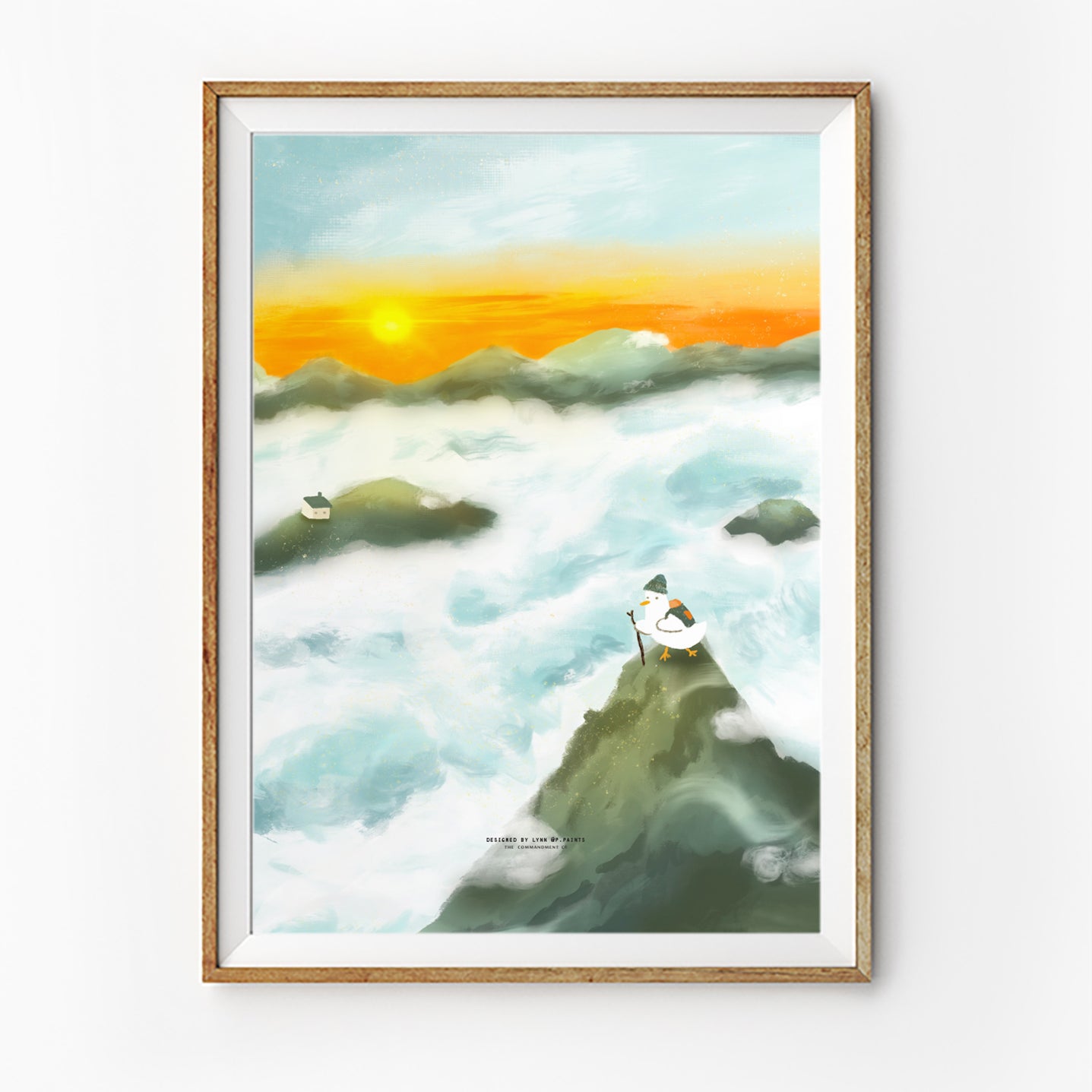 "Maker of Heaven and Earth" poster featuring a serene mountain landscape at sunrise
