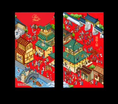 Front and back views of the red Miracles of Jesus Christian red packet