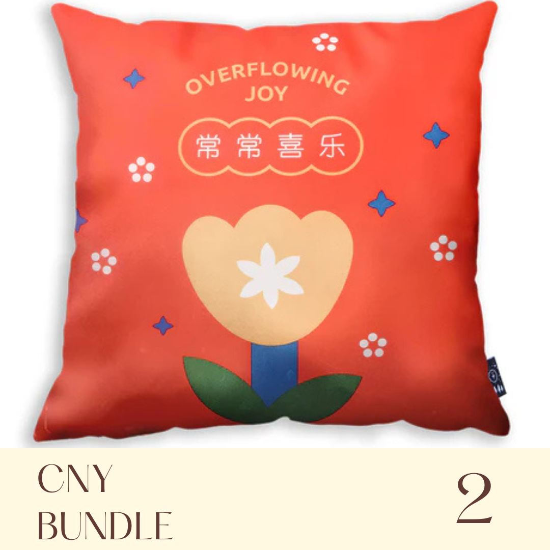 Overflowing Joy 乐 cushion cover product view.