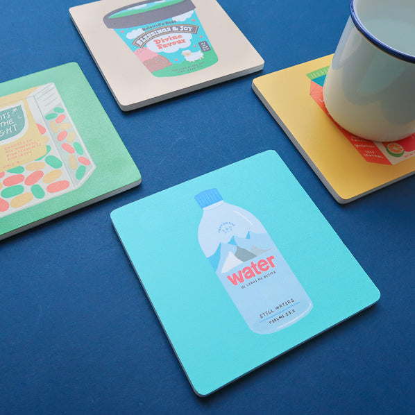 Christian wooden coaster assortment from the Love Supermarket collection.