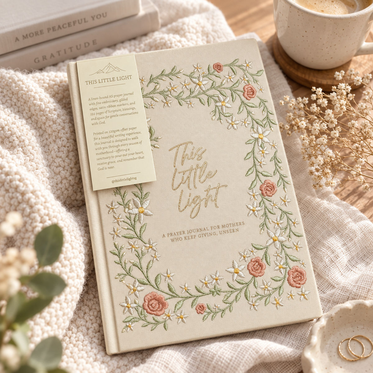 This Little Light prayer journal for mothers in a warm devotional setting