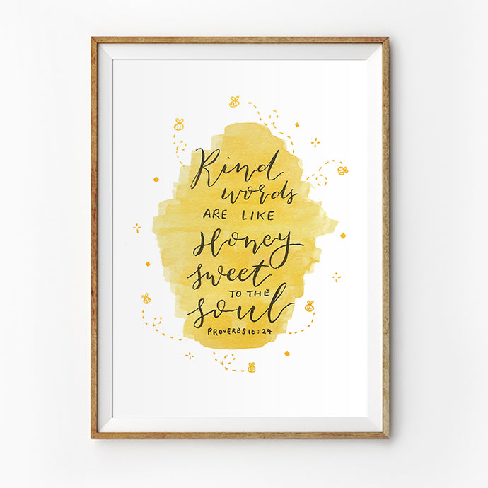 Kind Words Are Like Honey {Poster} - Posters by P.Paints, The Commandment Co , Singapore Christian gifts shop