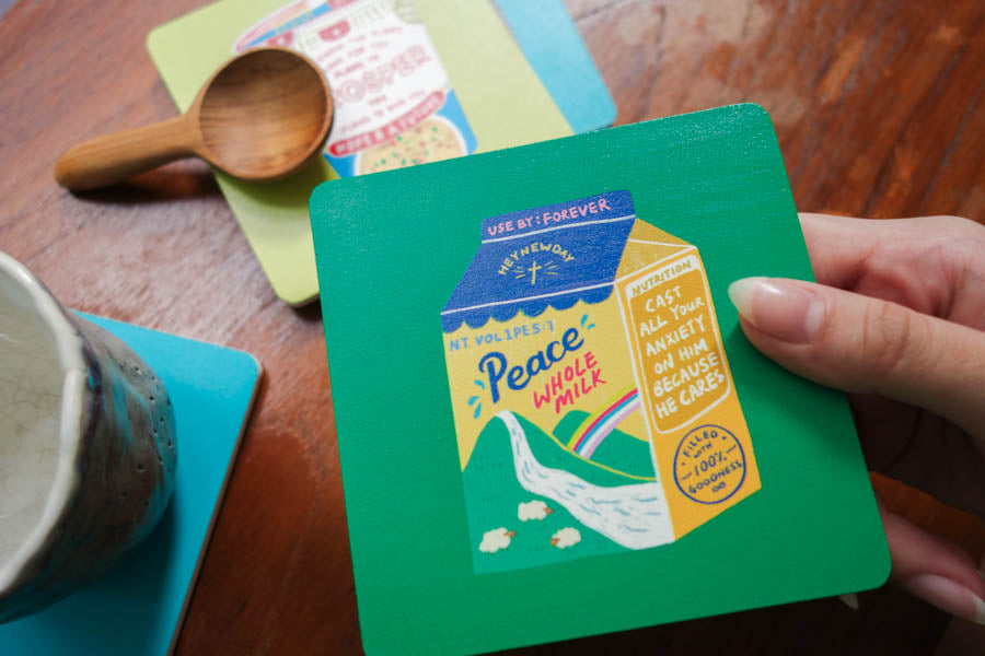 Peace Whole Milk | Coasters {LOVE SUPERMARKET} - coasters by The Commandment Co, The Commandment Co