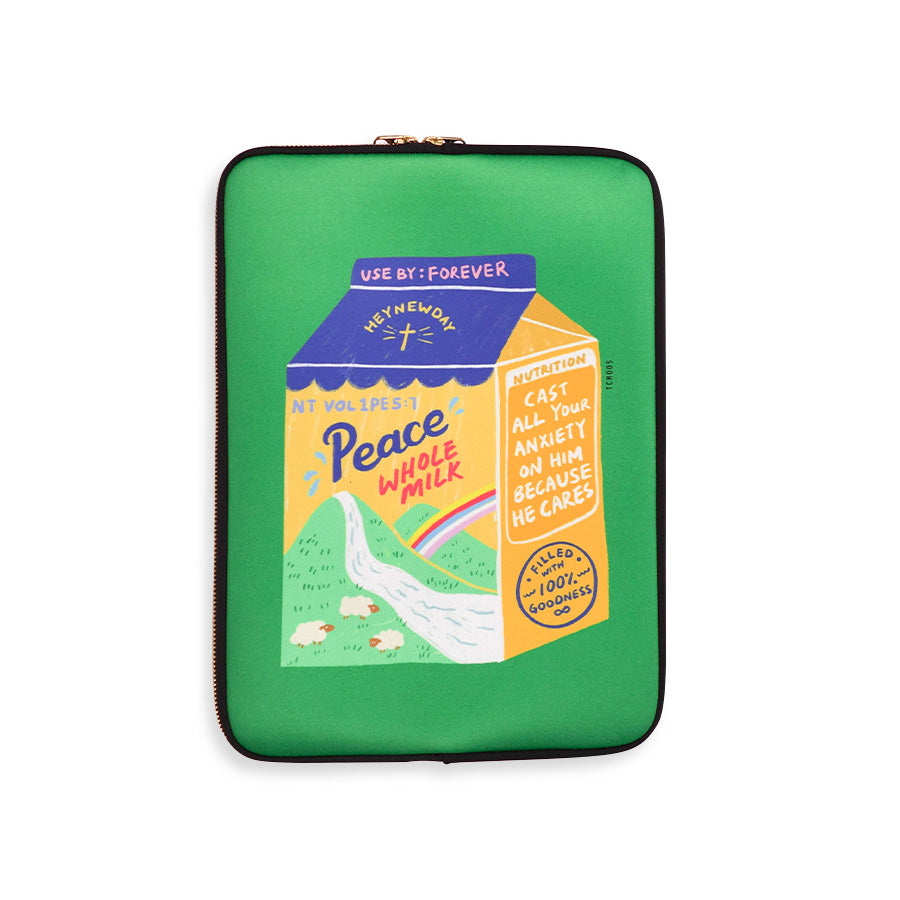 Peace Whole Milk | Laptop Sleeve {LOVE SUPERMARKET} - Laptop Sleeve by The Commandment Co, The Commandment Co , Singapore Christian gifts shop