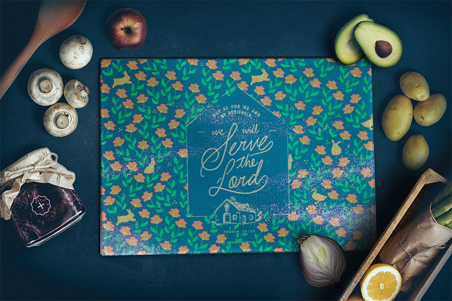 Cutting board with inspirational messages will remind us to be grateful for the feast laid before us. Great motivational cutting board.