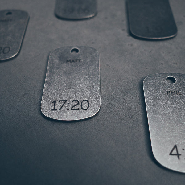 Custom gunmetal military-style dog tag necklace