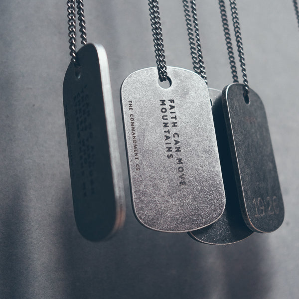 Stainless steel gunmetal dog tag personalised necklace